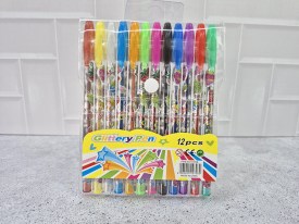 Pack 12 lapiceras glitter colores 